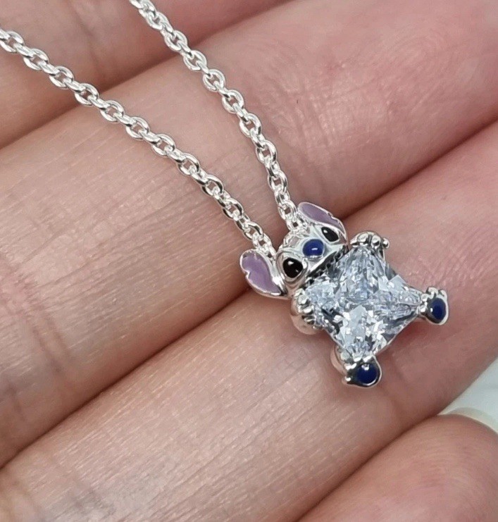 NEW Authentic PANDORA 925 Disney Stitch Pendant Collier Necklace 393743C01