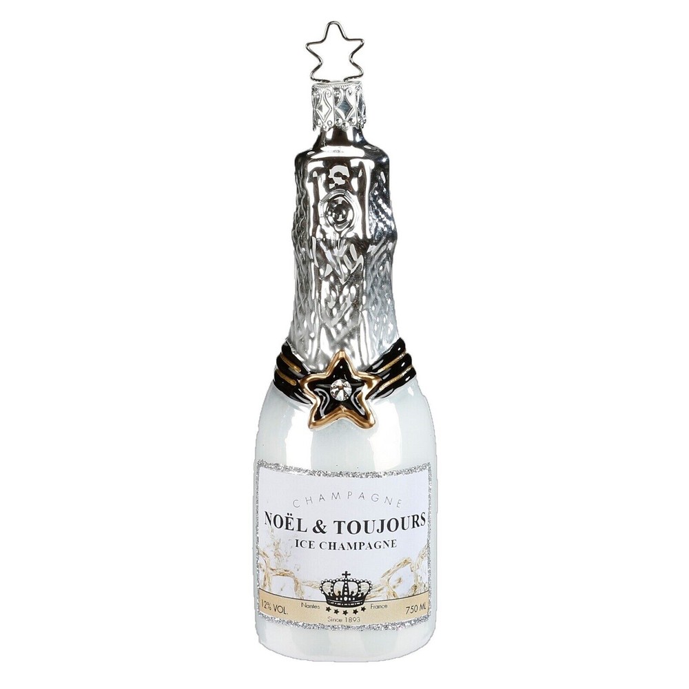 Inge Glas Ice Champagne German Glass Christmas Tree Ornament FREE BOX