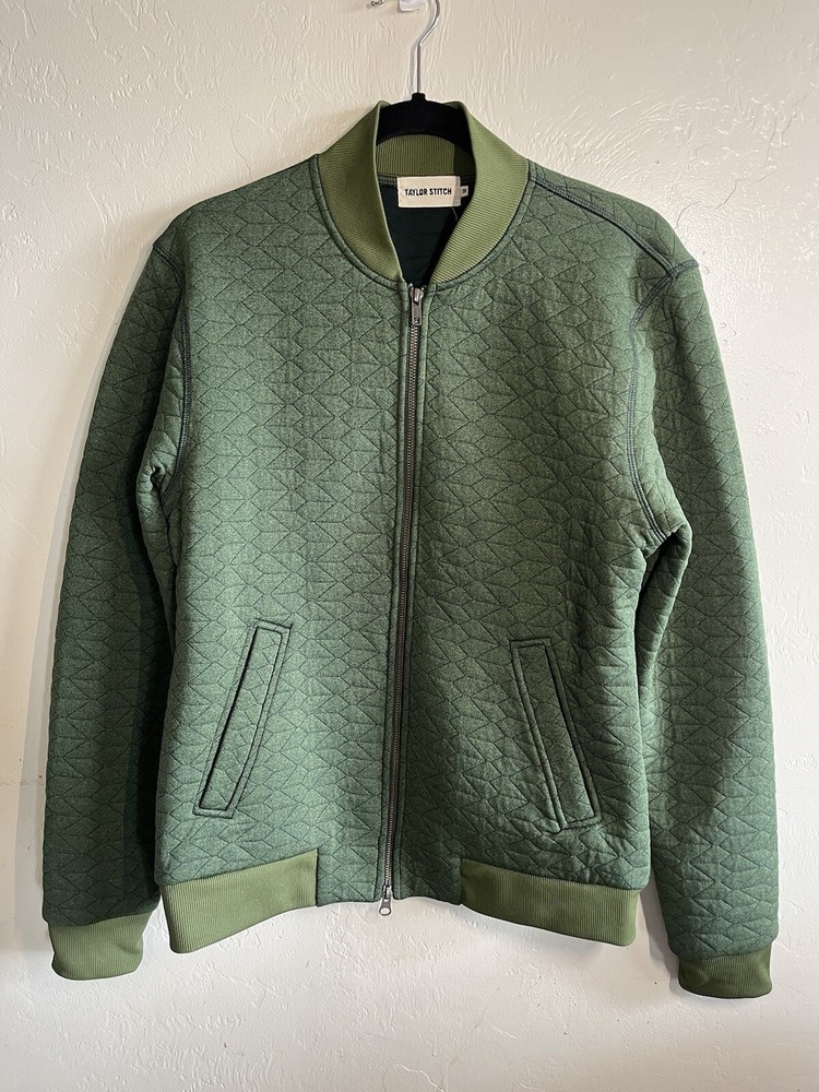 TAYLOR STITCH 38 / S Small Bomber Jacket Quilted Inverness Full Zip Green Sz 38