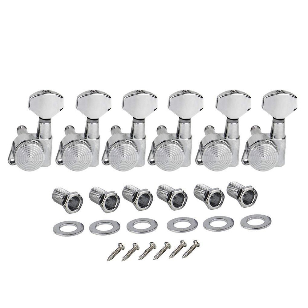 Chrome 6-in-line Locking Tuners Guitar Tuning Pegs 6L Machine Head Keys for o...