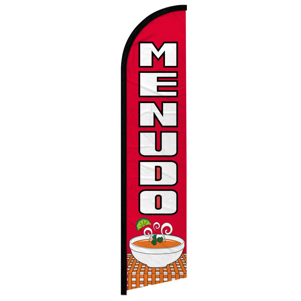 High-Visibility Menudo Windless Swooper Flag for Restaurants and Food Businesses – Eye-Catching Outdoor Advertising Solution