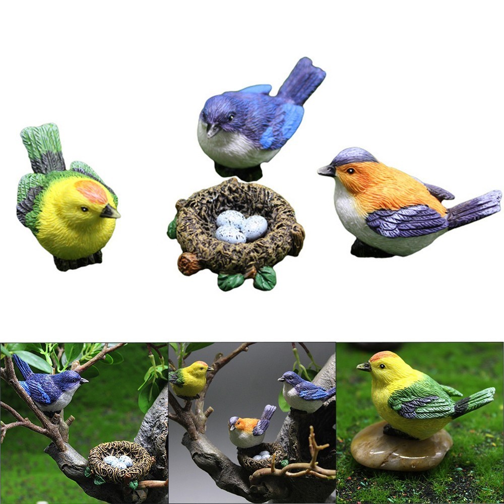 Decorative Resin Bird Nests with Eggs for Garden Charm