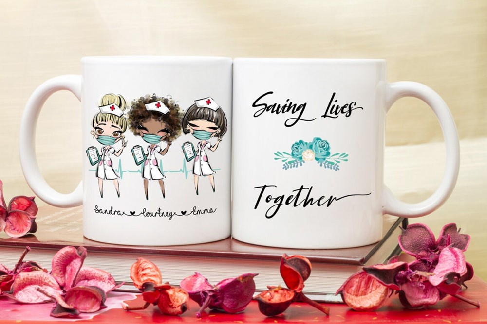 Personalized Nurse Coffee Mug Best Friends Nurses Frontline Workers Essential