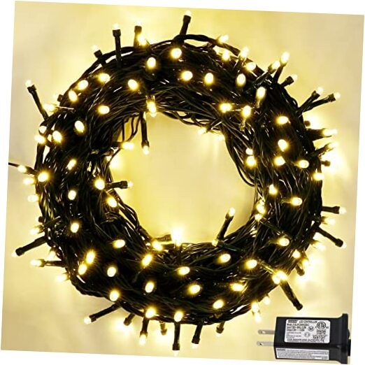 66ft 200 LED Warm White Christmas Lights with Green Wire for Cozy Holiday Decor