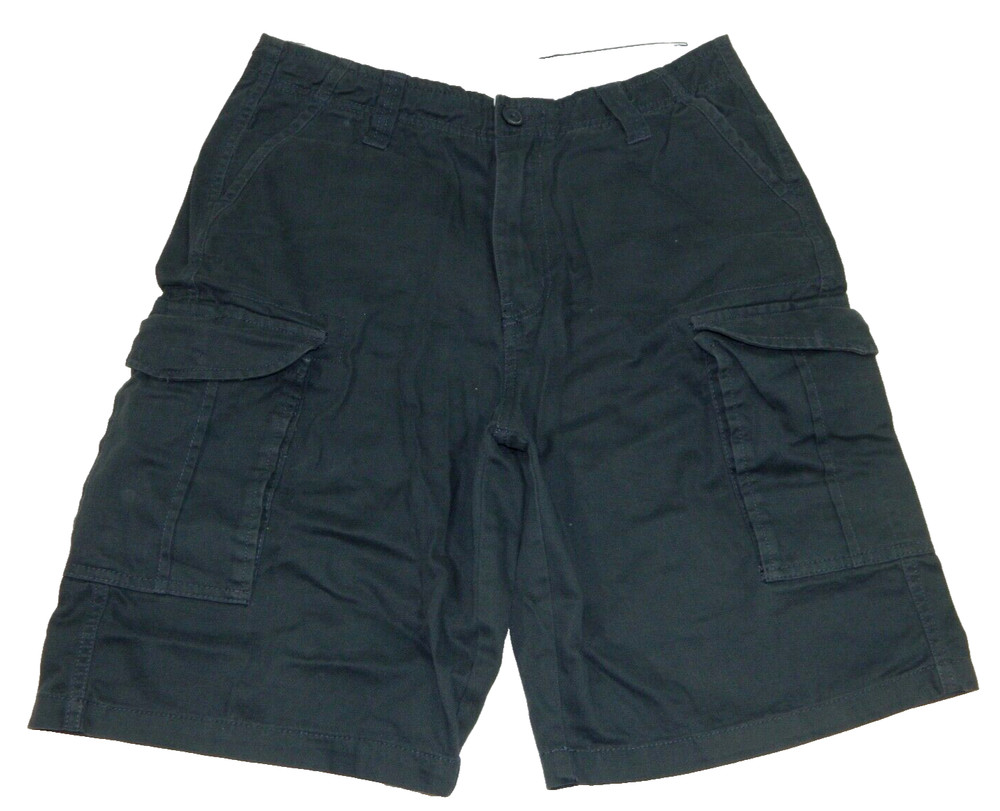 Men's Cargo Shorts Paper Denim & Cloth Black Chino Tag 32 measured Size 30
