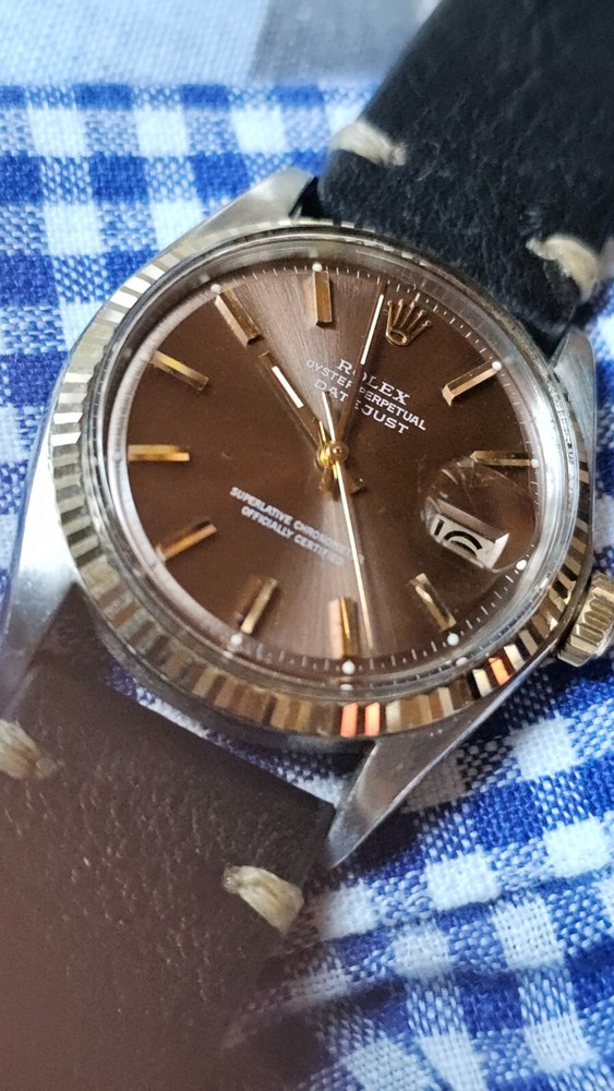 Vintage Rolex Datejust 1601 Automatic Men's Watch 1965 Brown Dial