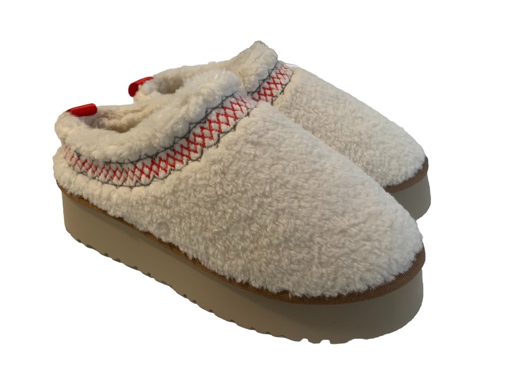 Embroidered Braided Slip On Sherpa Clog Slippers Mules