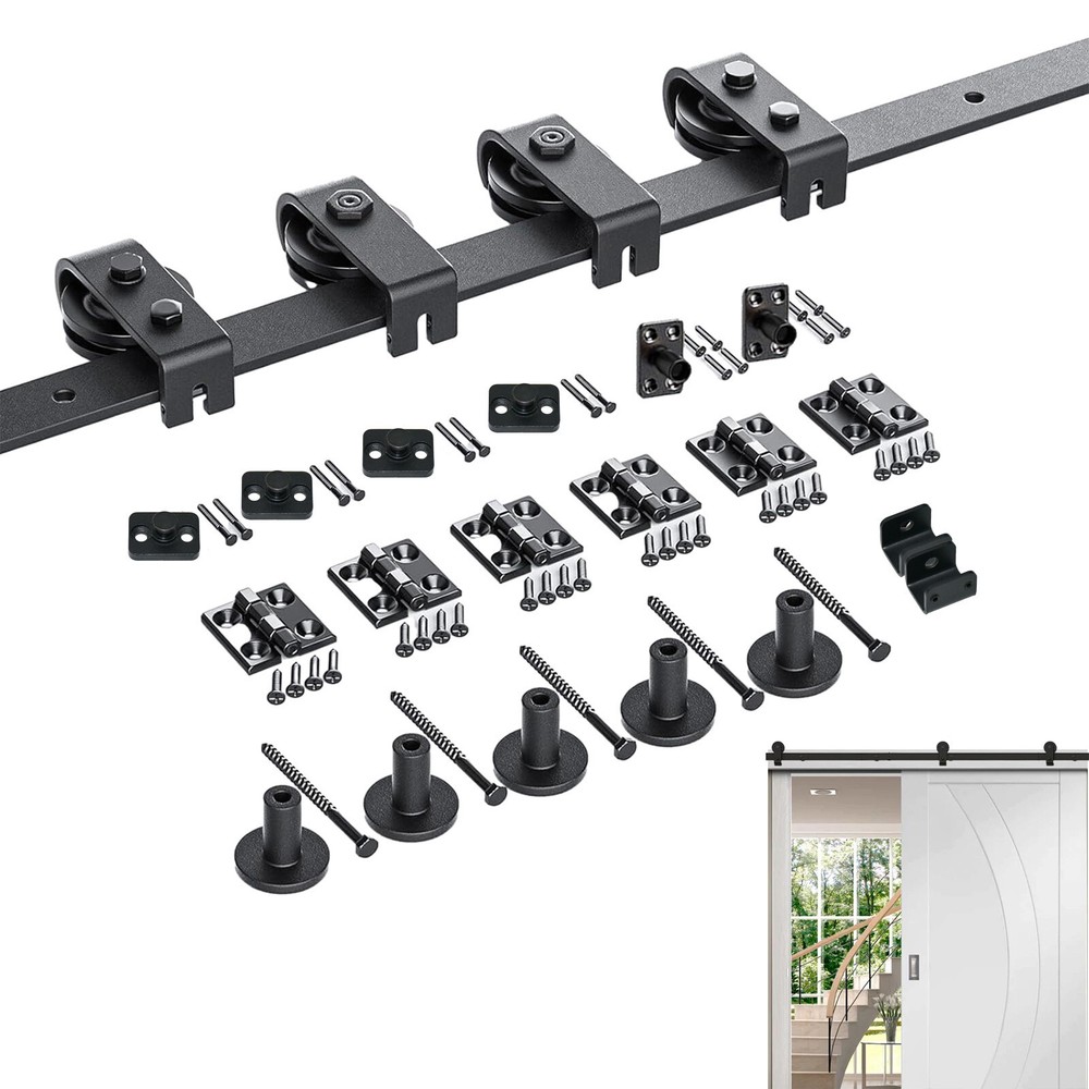5FT Bifold Sliding Barn Door Hardware Closet Track Kit For 4 Doors
