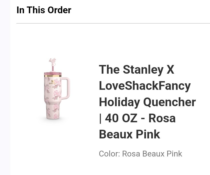 Stanley x LoveShackFancy Tumbler 40oz Rosa Beaux Pink Holiday IN HAND