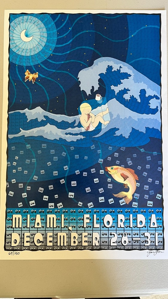 PHISH NEW YEARS EVE 2003 JASON LEES SILKSCREEN CONCERT POSTER MIAMI #'d/150-image
