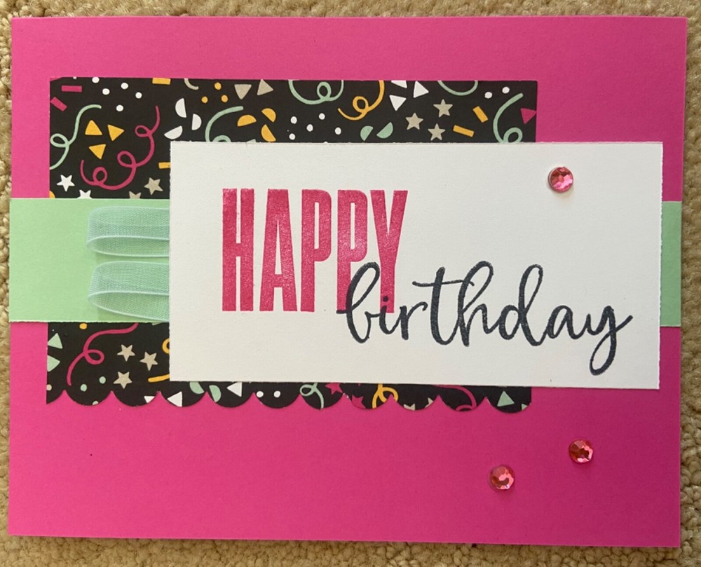 Wish big happy birthday pink card kit of 6 made w/ Stampin' Up!