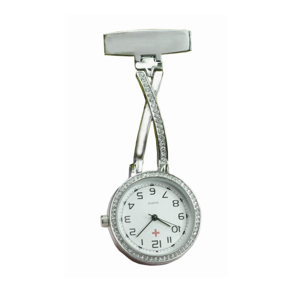 Diamond-Look Retro Nurse's Pocket Watch with Quartz Movement and Alloy Strap