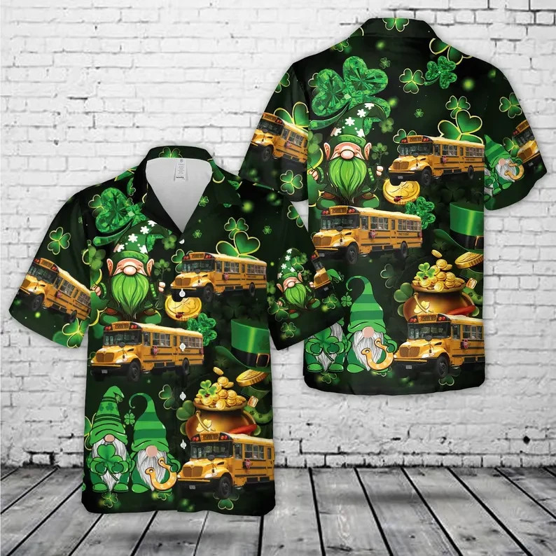 St Patricks Day Hawaiian Shirt Irish Shamrock Lucky Green Mens Gift