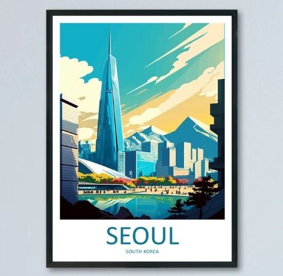 Seoul Travel Print Wall Art Seoul Wall Hanging Home