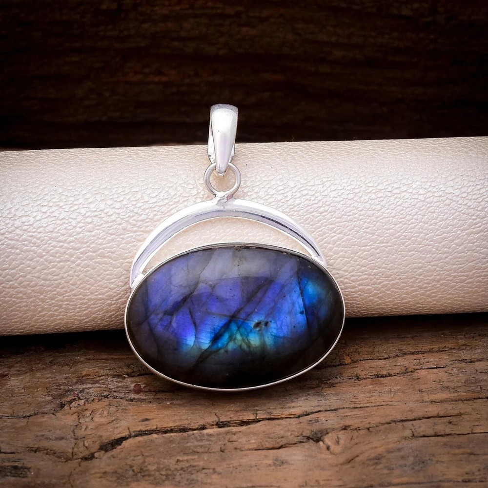 Natural Labradorite Gemstone 925 Sterling Silver Handmade Jewelry Pendant Gift