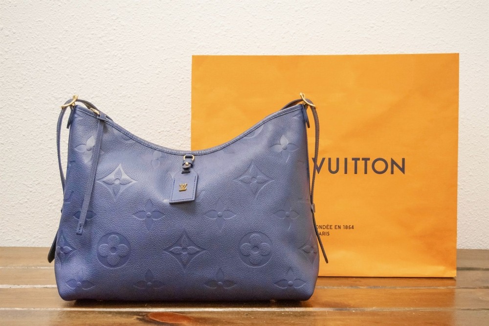 Louis Vouiton CarryAll mm Monogram Navy Leather Hobo Bag out of stock