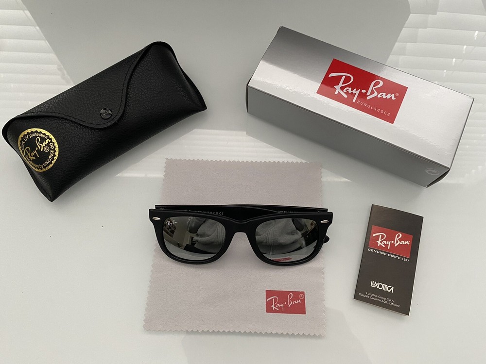 Ray-Ban Wayfarer Sunglasses RB2140 - Black And Silver - Slightly Used - Men