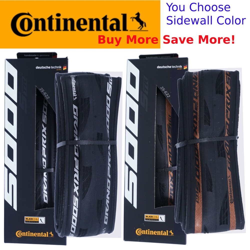 Continental Grand Prix 5000 S TR Tubeless Ready 700 Road Bike Tire Black or Tan