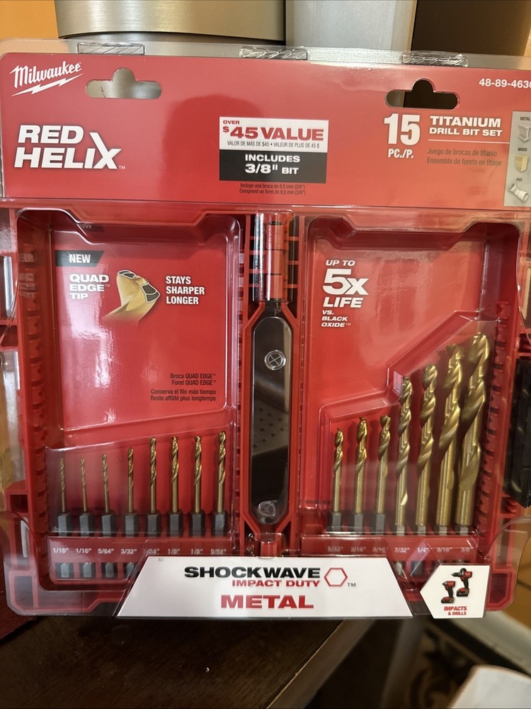 Milwaukee SHOCKWAVE RED HELIX Titanium Drill Bit Set - Red (48-89-4630)