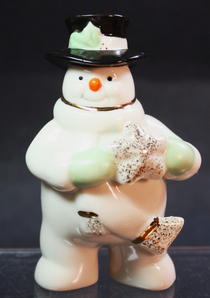 Lenox Snowman Christmas Ornament Holiday Cheer White Porcelain Holding Star