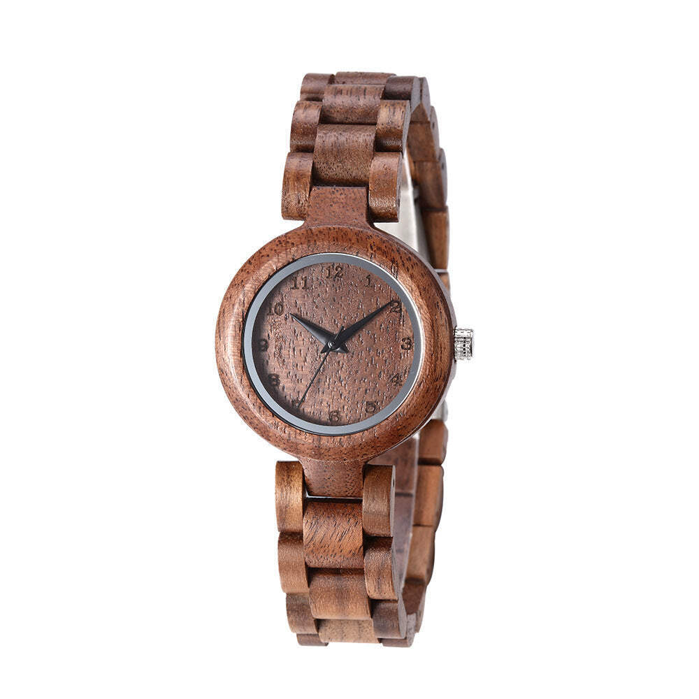 Reloj de cuarzo de moda de madera para mujer - diseño impermeable y elegante