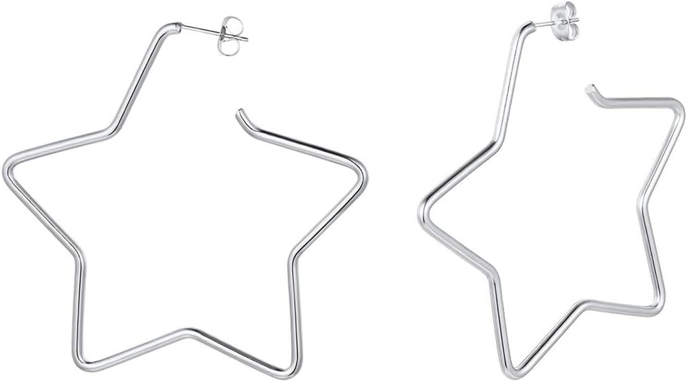Trendy Fashion Star Hoop Earrings in Steel Gold Black for Women