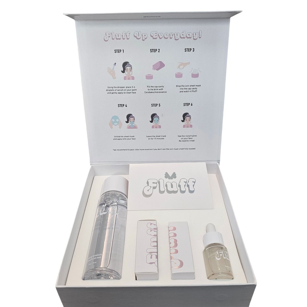 Fluff Mask Hydrating Coin Sheet Mask Kit with Serum Essence for Glowing Skin
