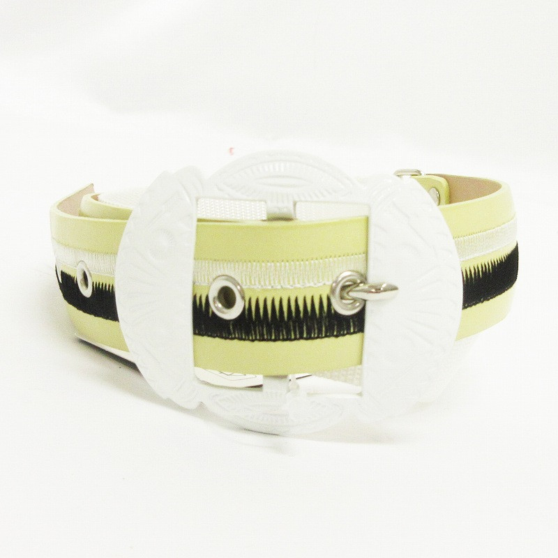 Toga Tag Belt Leather Nylon Yellow Eyelet Women's Accessories Gy19 Aa