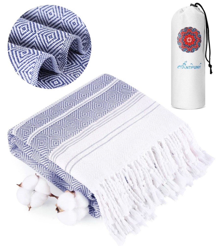Turkish Extra Large Quick-Dry Sand-Free Beach Towel Lightweight & Packable  
