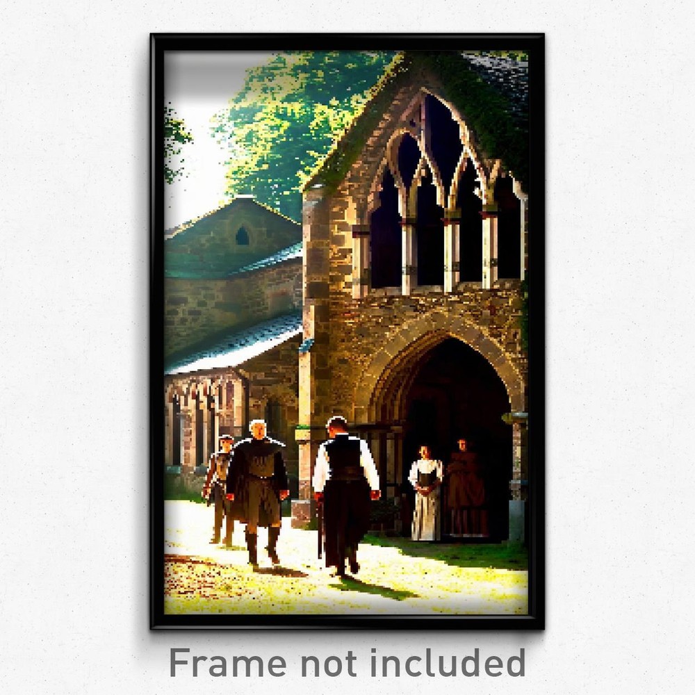 Pixel Art Poster - Rural Friary (8 Bit Psychedelic Trippy Video Game Print)