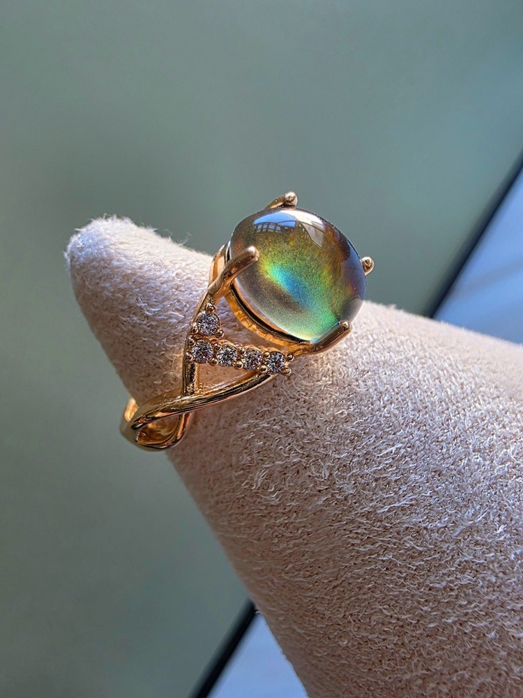 Gold Mood Ring Adjustable Color Change Thumb Rings For Women 14k