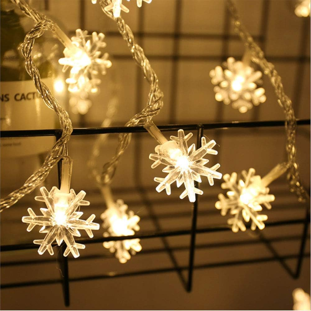10Ft Snowflake LED Fairy String Lights Warm White 20 Bulbs