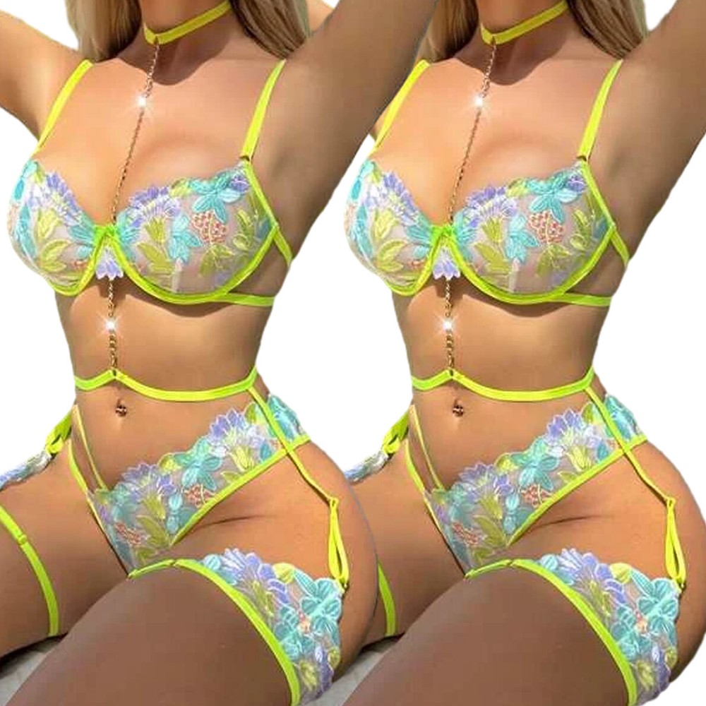 Sexy Lace Lingerie Set Bodysuit Babydoll Sleepwear Nightwear for Women