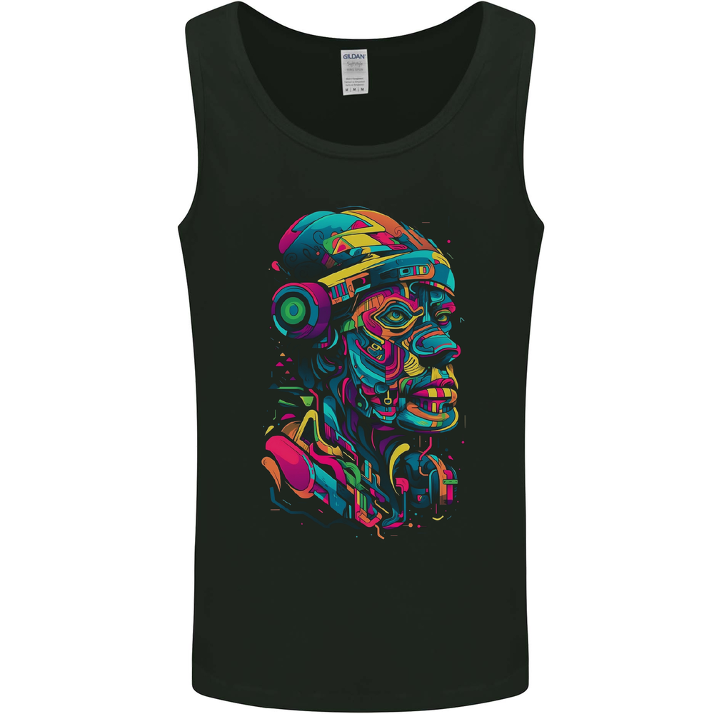 Cool African Head With Headphones Mens Vest Tank Top