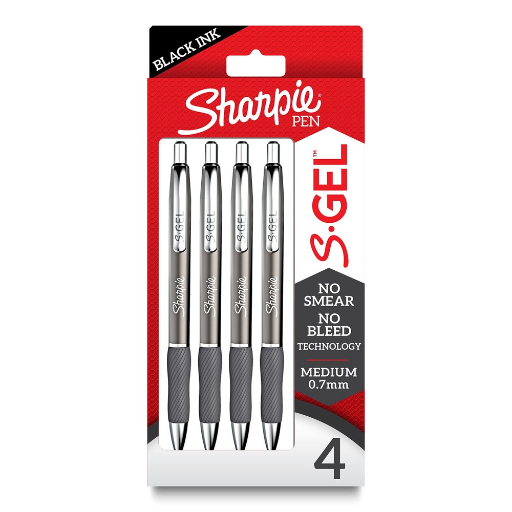 Sharpie S-Gel Gel Pens Sleek Metal Barrel Gunmetal Medium Point (0.7mm)