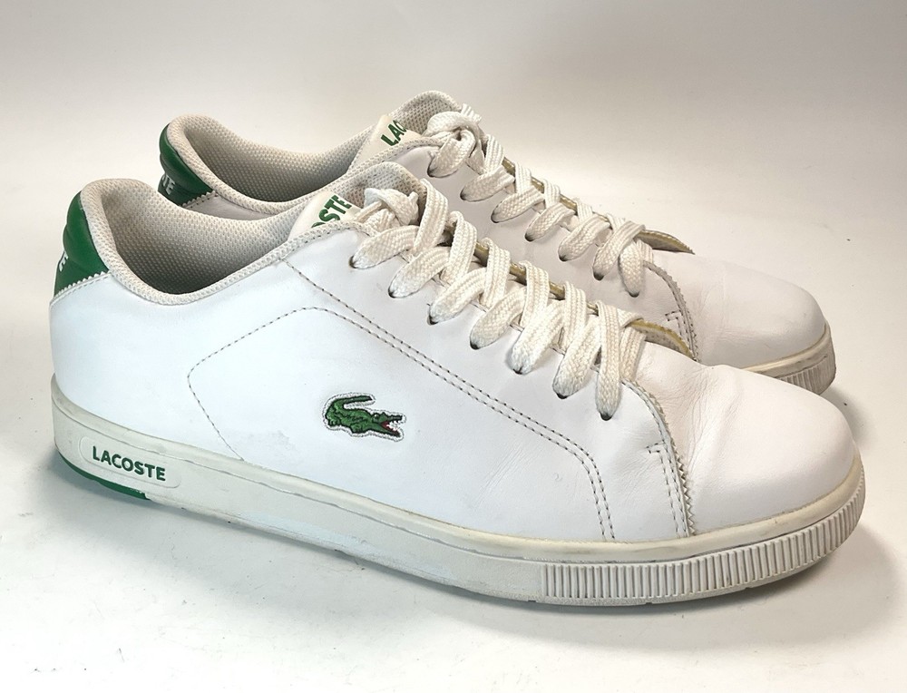 Lacoste Sport Carnaby Retro 042 White Green Mens Trainers Size 42.5 EU 9.5 USA