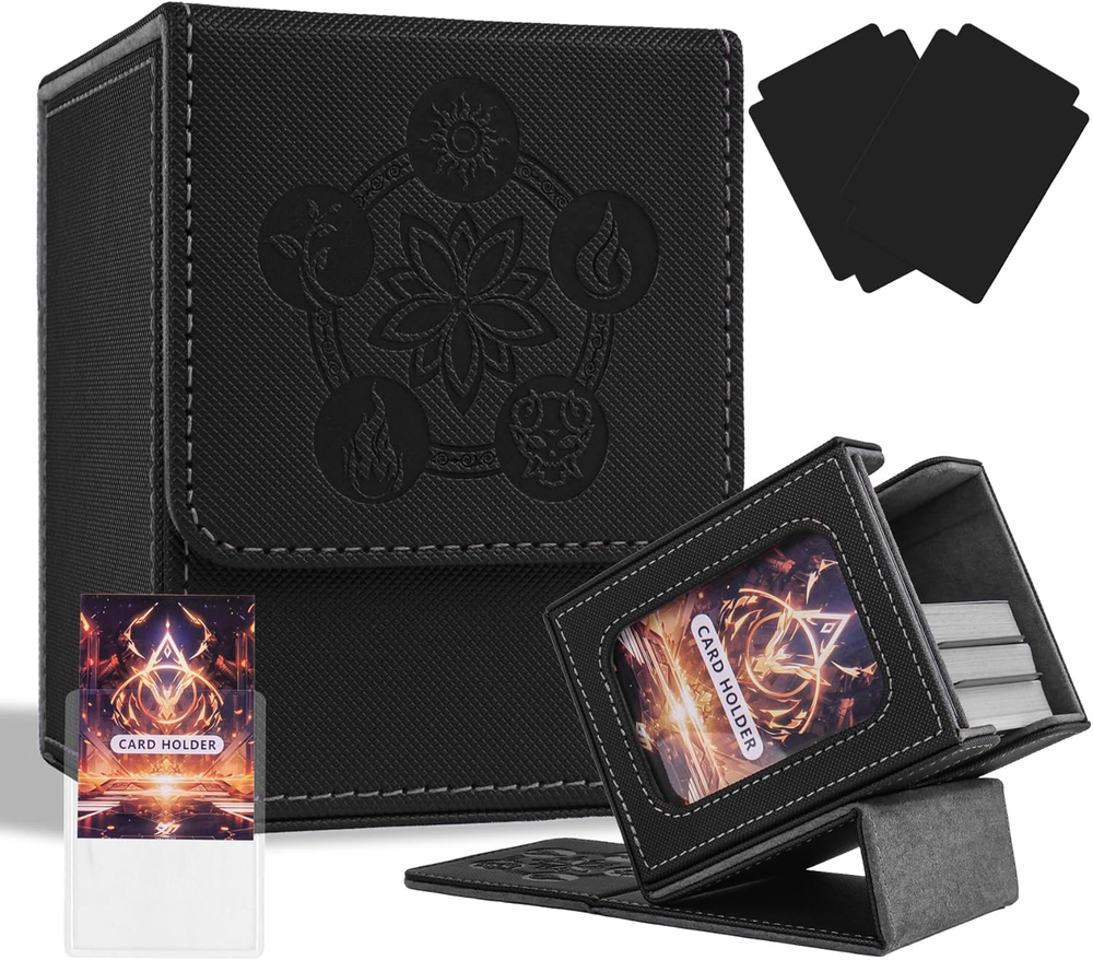 MTG Deck Box with Commander Display Window, Card Deck Box Fits 100+ Double Sleev