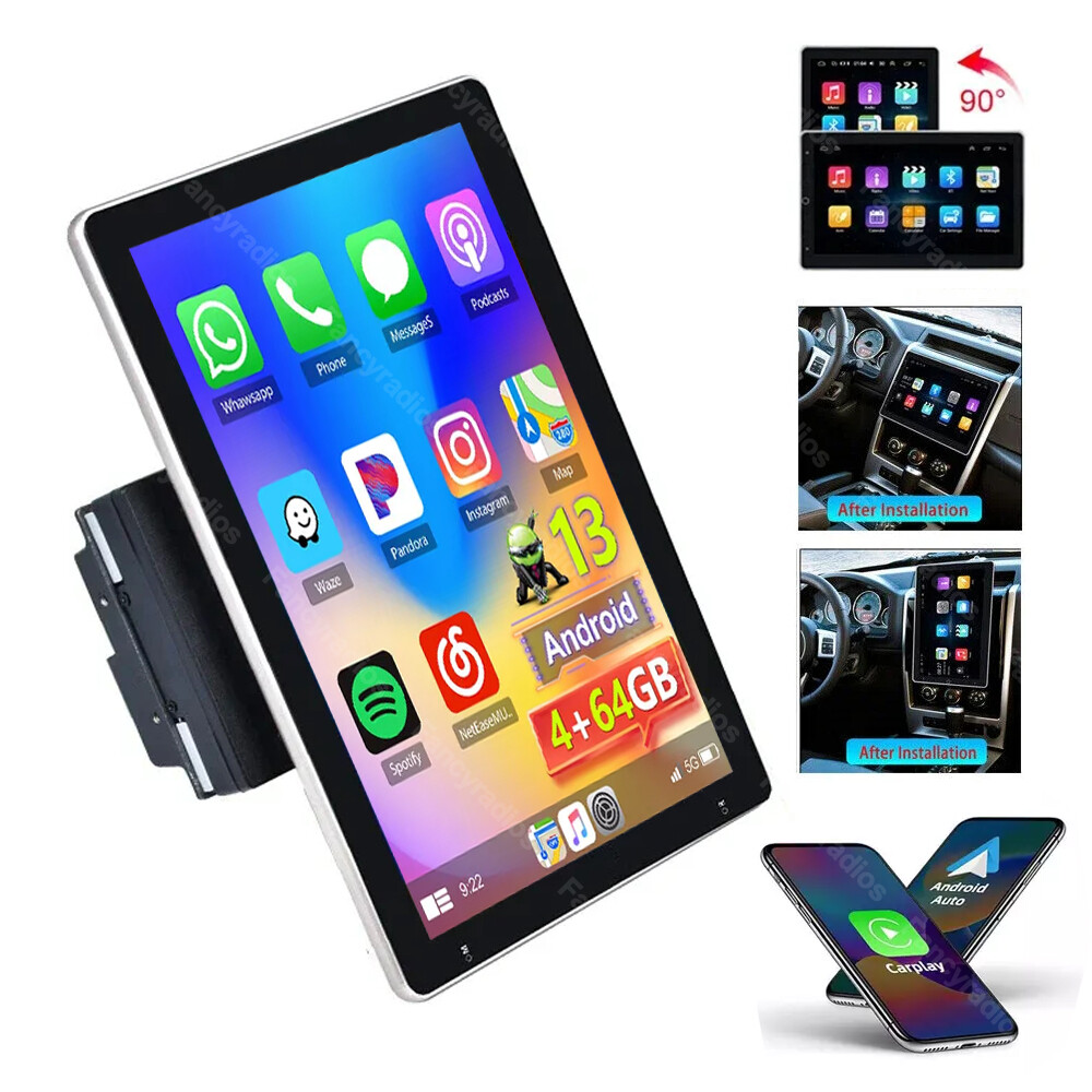 10.1'' Rotatable Apple Carplay Android 13.0 Car Stereo Radio 4+64G GPS NAVI WIFI