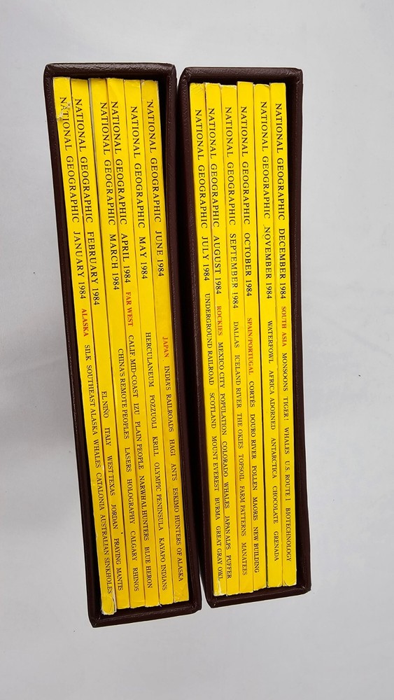 1984 National Geographic 12 Magazines Complete Set & Slipcover/ January-December