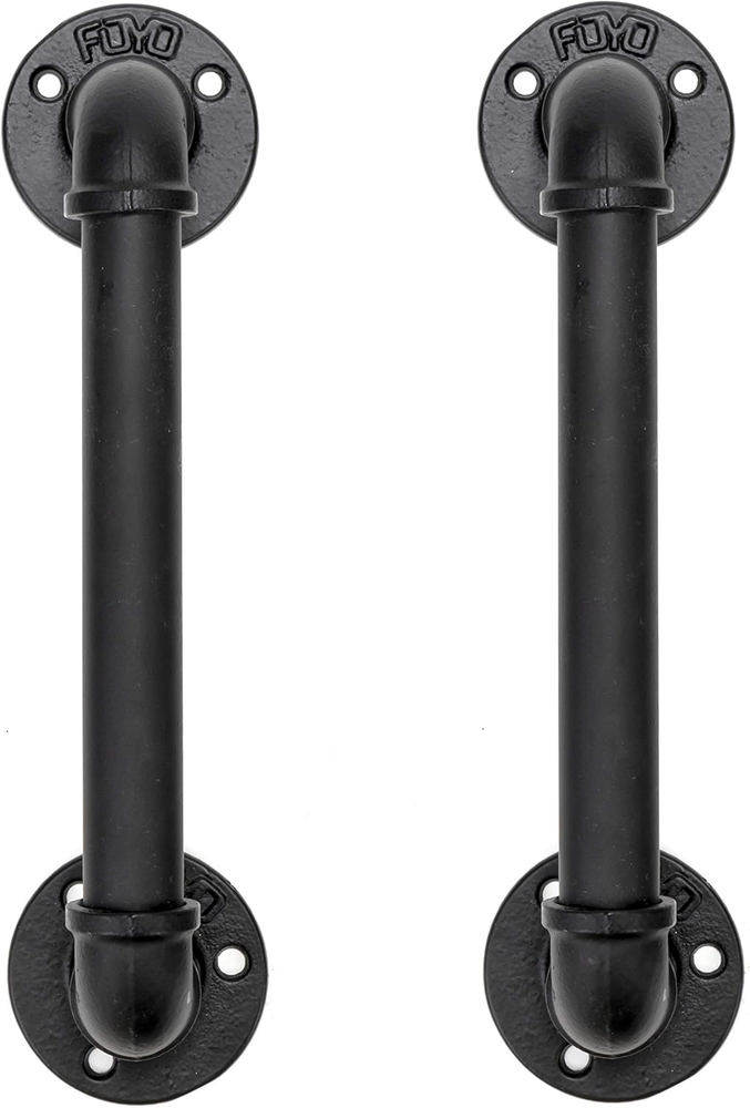 Set of 2 Industrial Pipe Door Pull Handle, Grab Bar, Towel Bar, Antique Rustic C