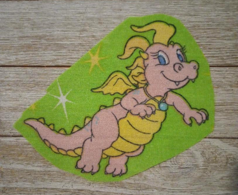 dragon tales Cassie fun fabric scrap character piece  4.5 inch by 4 inch new