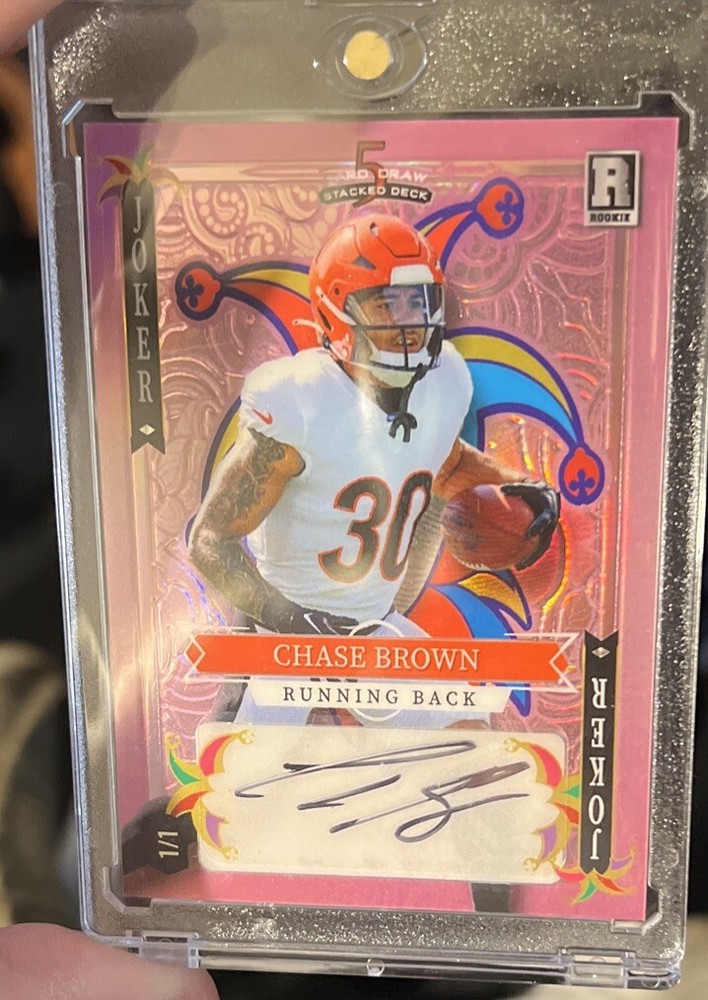 1/1 AUTO Chase Brown Pink Joker Wildcard 5 Card Draw