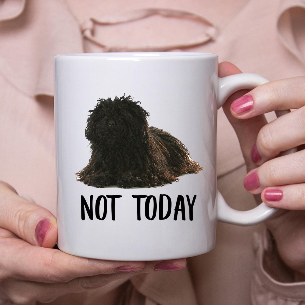 Black Puli Dog Funny Not Today Coffee Mug - Lazy Gift for Dog Moms
