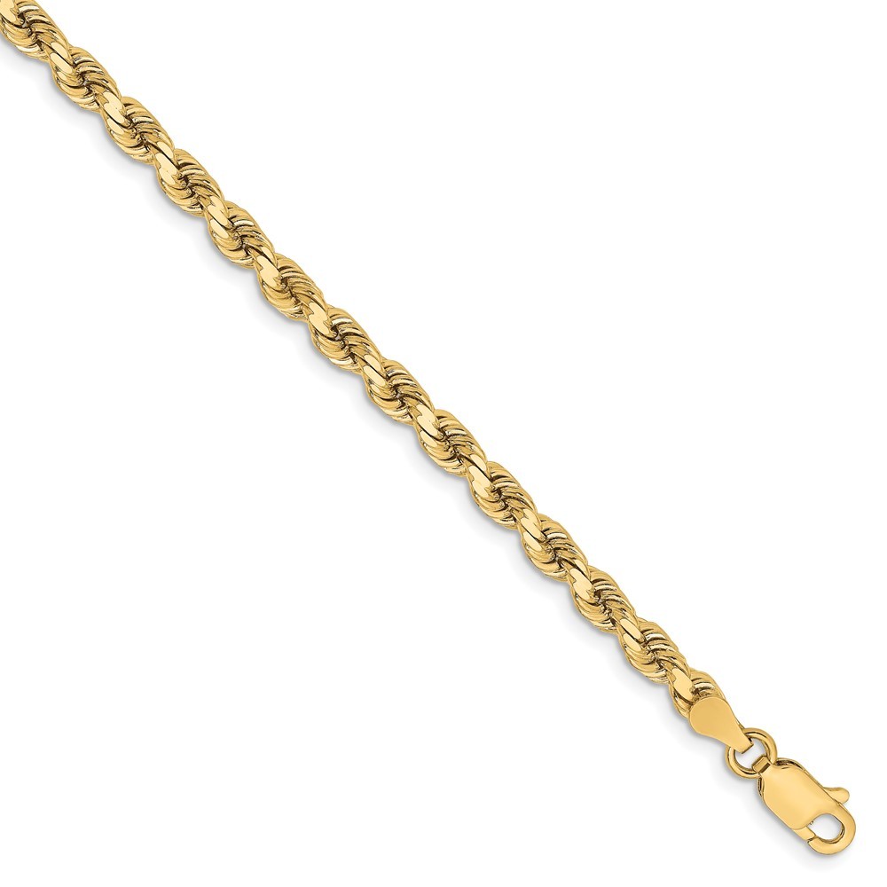 10k Yellow Gold 3.75mm Diamond-Cut Rope Chain Bracelet 8