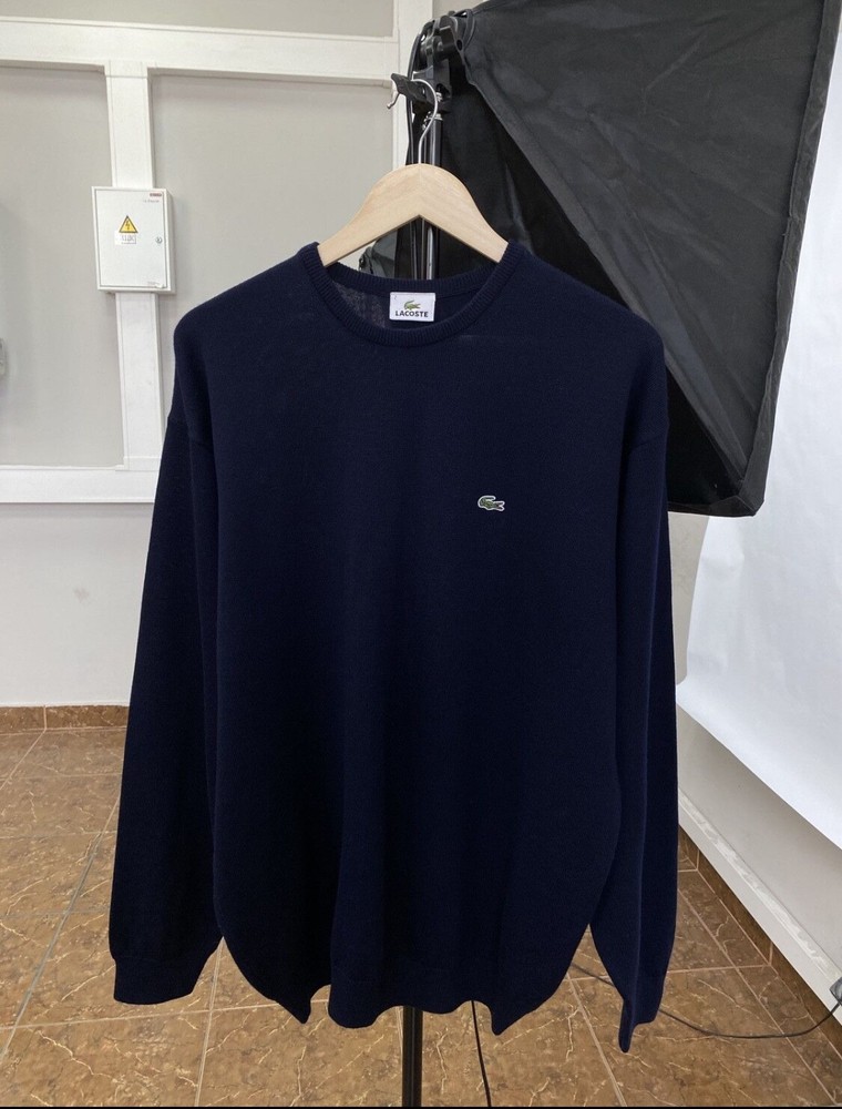 🇫🇷 Vintage 90s Lacoste Wool Knit Sweater made in France Retro size XL color...