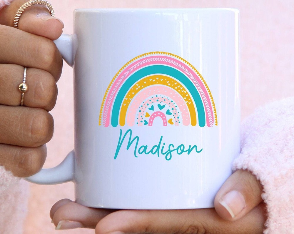 Personalized Coffee Mug Personalized Name Coffee Cup Colorful Rainbow Mug