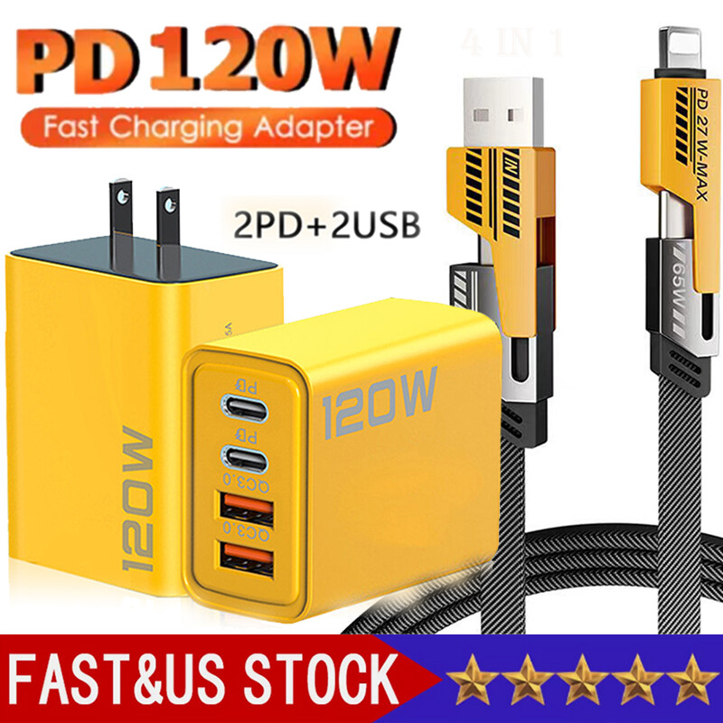 120W Fast Charging USB Type C Wall Charger For iPhone 16 Pro Max 15 14 13 12 11