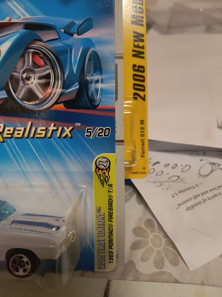 2005 Hot Wheels 69 Pontiac Firebird T/A White Blue Racing Vintage