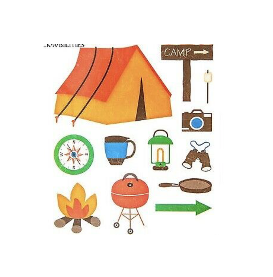 Camping Camp Outdoors Woods Planner Stickers Invitations Envelope Seals