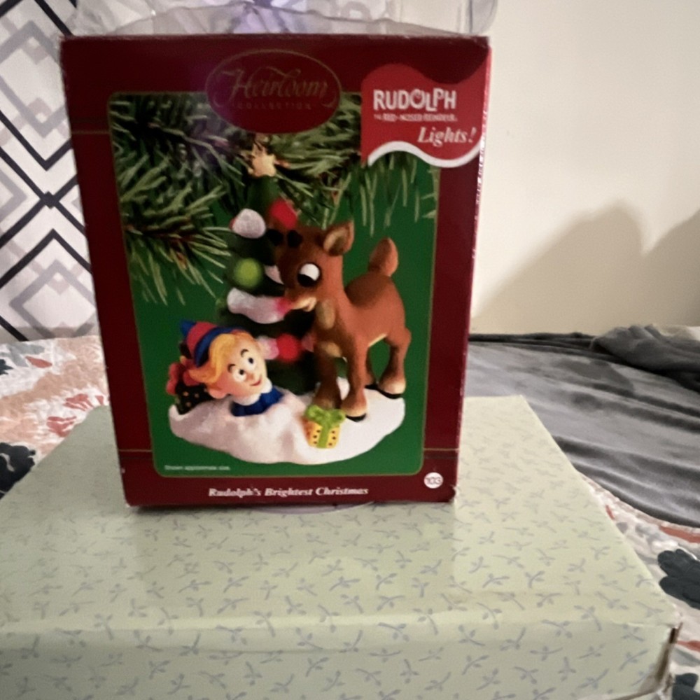 Carlton Cards Rudolph Light Up Ornament Heirloom Collection Brightest Christmas